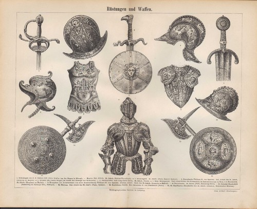 Lithografie 1890 rüstungen - lithografie, 1890: