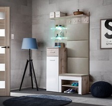 Flurgarderobe Schuhschrank Wandpaneel GUSTAVO VI mit Led Beleuchtung Hochglanz