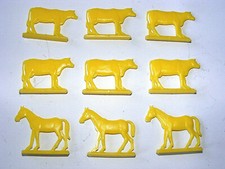Weich Plastik Flach Figur Tiere Bauernhof Spiel Set Konvolut gelb Kuh Kühe Pferd