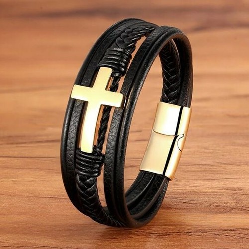 Armband herren leder edelstahl - herren,