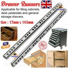 1 Paar Metall Schrank Schubladenführungen Kugellager Gleiter Schnellspanner 185 x 17 mm