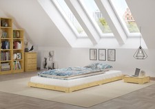 Niederflurbett Futon niedriges Holzbett 100x200 Fichte geölt Jugendbett Kinder