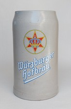 2 Liter Brauerei Krug Würzburger Hofbräu XXL Bierkrug Höhe 22,5 cm alt vintage