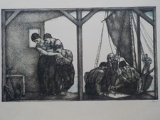 KARL STERRER - Totentanz, der Tod beim Würfelspiel. Lithographie signiert, 1919