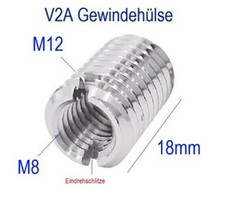 V2A Gewinde Hülse Adapter M12 auf M8 18mm Gewinde Adapter M12 M8 Gewindeadapter