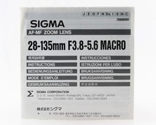 Bedienungsanleitung Sigma AF MF Zoom Lens 28-135mm F3,5-5,6 Macro Instruction