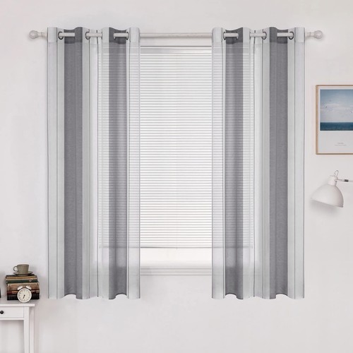 Voile kurz gardinen grau weiß - voile,