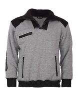 Oyster Webpelz Troyer Arbeitspullover grau/schwarz mit Fleece Kragen Pulli Sweat