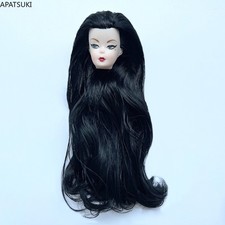 1/6 Ersatz blaues Auge schwarzes Haar Puppenkopf für 11,5" Puppenkopfe DIY Teile