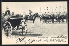 Soldaten zu Pferde auf der Kaiserparade, Kaisermanöver 1904, Ansichtskarte 1904 