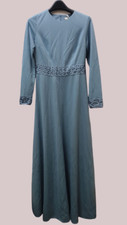 Kleid Seide & Baumwolle Elbise Abaya Blau UK 10 LN009 LL 04