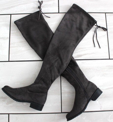 Graue overknees damenstiefel - graue, overknees-damenstiefel
