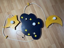 Deckenlampe Kinderzimmer Holz Wolke ~46x35cm Mond ~28,5x20cm Stern 5-flammig