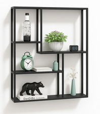 Wandregal Schwarz Metall 90x75x20 cm 96635 Regal Wand Hängeregal Wandmontage
