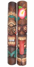 2 Wandmasken Tiki 100cm 2 Tiki