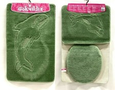 Badgarnitur Badteppich Badezimmergarnitur 3-Teilig Set 85 x 55 cm Hellgrün