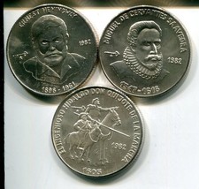 KARIBIK 1982 - 3 x 5 Pesos in Silber, stgl. - HIDALGO CERVANTES HEMMINGWAY