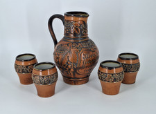 Vintage - Gerz - Weinkrug und 4 Becher - Gerzit - 1L - Trinkspruch - Germany