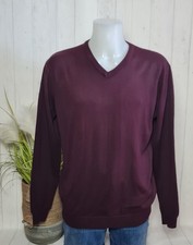 JIM SPENCER Herren Pullover Gr. L V-Ausschnitt Langarm Bordeaux Baumwolle NEU