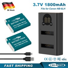 2x NB-6L NB-6LH Akku &Ladegerät Für Canon PowerShot D30 D20 SX520 SX530 SX540 HS