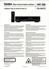 SABA Service Manual für CD-1035 TC Compact Disc Player (HiFi 298)