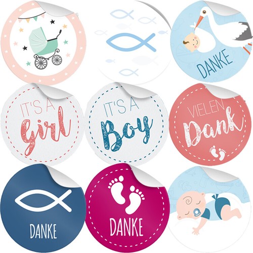 24x sticker taufe geburt baby - 24x,