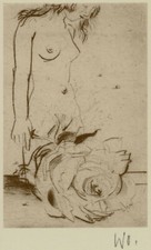 Womacka, Walter (1925 Obergeorgenthal /Böhmen - 2010 in Berlin)  „Akt mit Rose“
