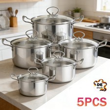 5PCS Edelstahl Großraumtopf
