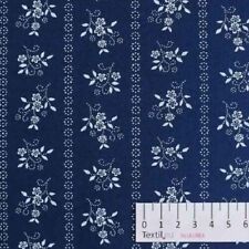 Baumwollgewebe "Blaudruck" Blumen/ Streifen 150 cm breit, Mw, Preis pro 0,5 lfdm