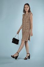 Atemberaubendes ärmelloses Chanel Tweed Kleid Größe 38 Damen