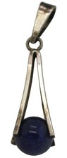 ? 835er Silber Anhänger Lapislazuli Art Deco Antikschmuck - 3,55 cm / 1,98g