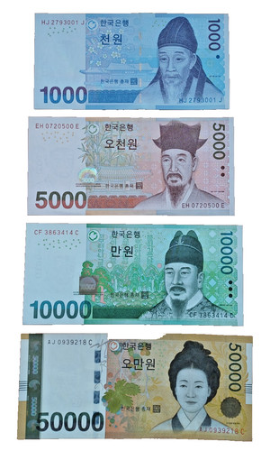 Set banknoten südkorea - banknoten,