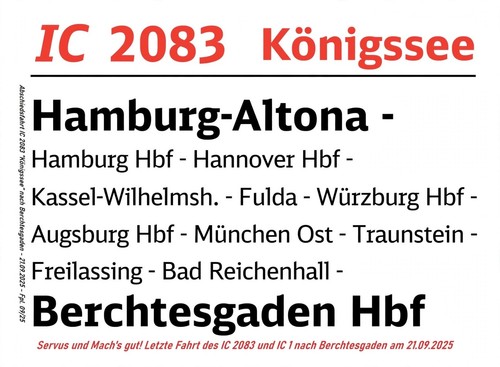 Zuglaufschild abschied 2083 - zuglaufschild, ic