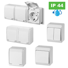 Aufputz / Schalter / Taster / Steckdose mehrfach / IP44 Feuchtraum / weiß