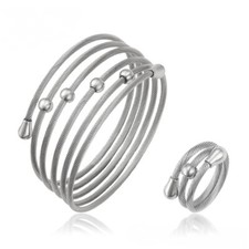 Edelstahl Set Damen Ring Gr