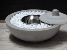 Feuerschale aus Beton, steingrau Betondeko Handmade Terrasse