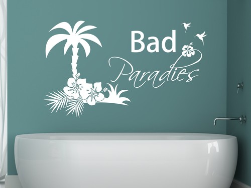 Wandtattoo bad paradies tür - wandtattoo,