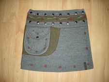 Grauer gefütterter waschbarer größenverstellbarer Woll-Wickelrock "Nepalaya"