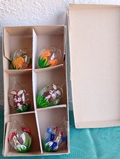 6er Set Oster Ei Glas Deko Strauß Frühstück Hase Kücken Huhn Hand Bemalt O/16