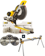 DEWALT Paneelsäge DWS780 inkl. Untergestell DE7023 & 3x Sägeblätter Ø305 mm Säge