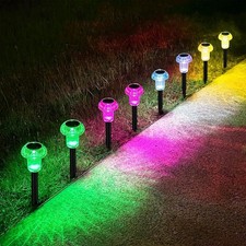 6er Set Solarleuchten mit Erdspieß und Farbwechsel Gartenlampen RGB LED Lichter