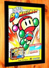 1993 Super Bomberman Nintendo SNES Werbeblatt Poster Ad Page Framed Vintage