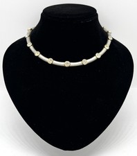 Modeschmuck Collier, Bicolor, Vergoldet, simulierte Diamanten, 42 cm lang