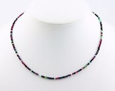 Rubin Saphir Smaragd Kette Rot Grün Blau farbe  Facettierte Kugel Collier 45 cm