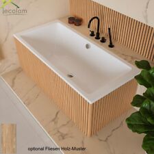 große Badewanne 200x90 cm Tami Wanne Acryl Rechteck Styropor Fliesen Holz Muster