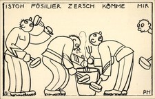 Künstler Ak Hosch, P., Istoh Füsilier zersch kömme mir, Soldaten... - 11454193