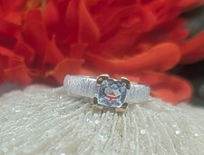 BLAUER TOPAS Ring in 925er Silber/Gold gefaßt