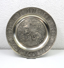 Zinnteller Zinn - Becker Stuttgart 95% Zinn Motivteller Relief Landleben ? 8968