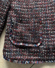 Blazer Jacke kurz Tweed Gr. S 36 schwarz mehrfarbig TOP!