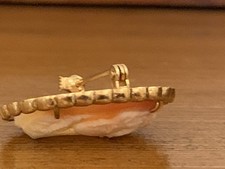 Alte Gemme Kamee Frauenbüste Stecknadel Brosche ca. 30×25 mm inGold